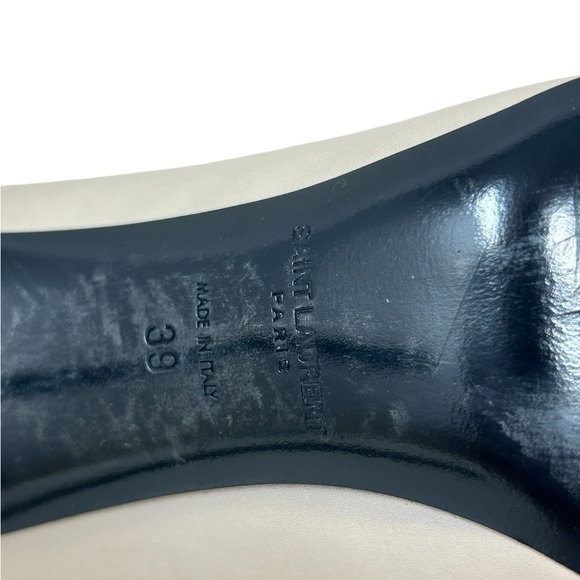 Saint Laurent Paris Beige Leather Gold Studded Cap Toe High Heel Stiletto Pumps - Picture 8 of 10